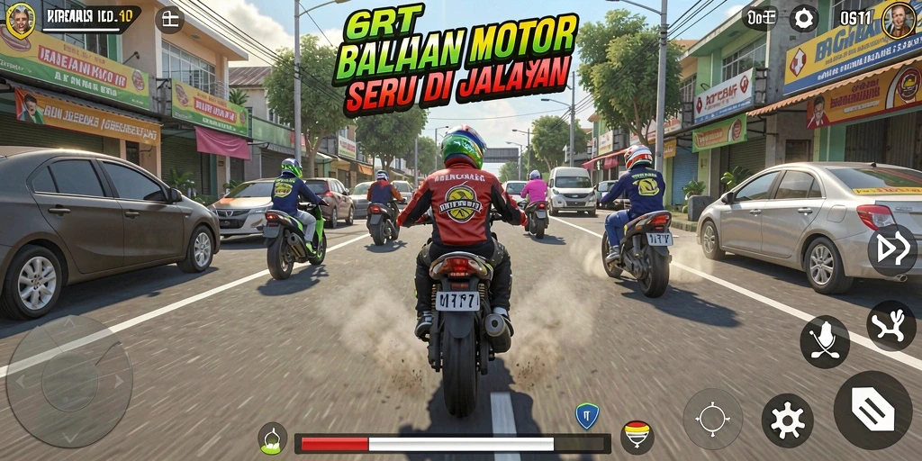 Gameplay balapan motor yang mendebarkan dan seru.