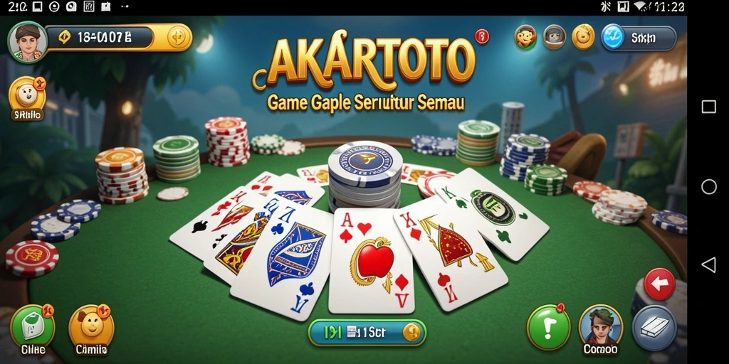 Screenshot gameplay AKARTOTO dengan pemain yang aktif bermain Gaple.