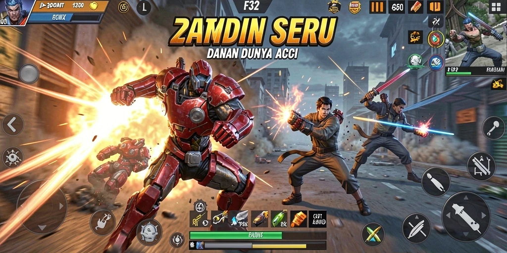 Tampilan gameplay F32 yang penuh aksi dan seru.