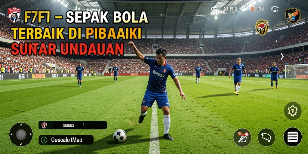 Tampilan gameplay seru dalam F7F7 menunjukkan aksi sepak bola yang menegangkan.