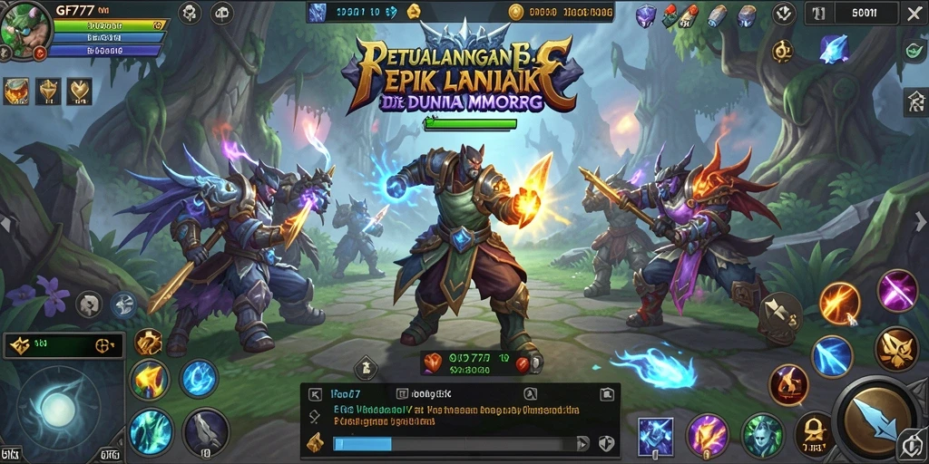 Screenshot GF777 menunjukkan aksi seru dalam pertempuran MMORPG.