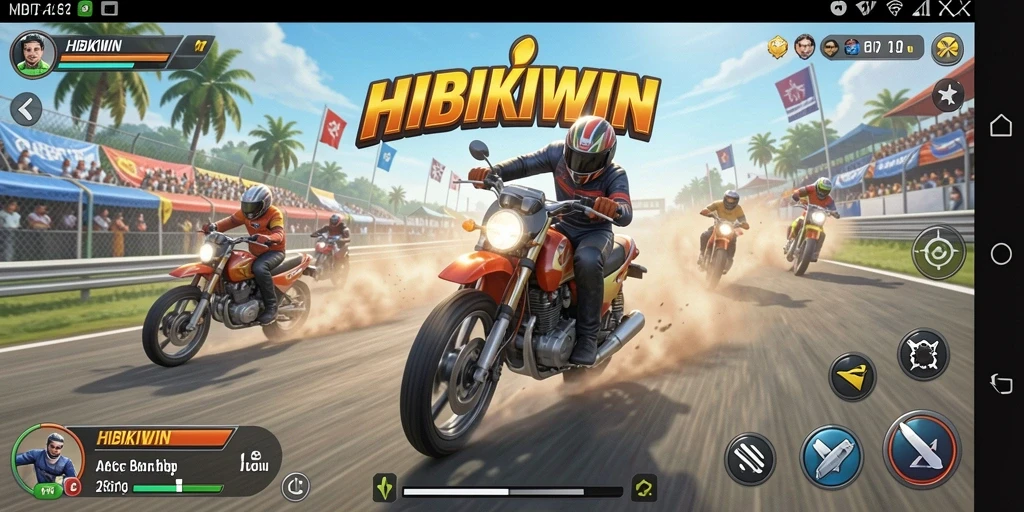 Gameplay HIBIKIWIN yang mendebarkan dalam aksi balap.