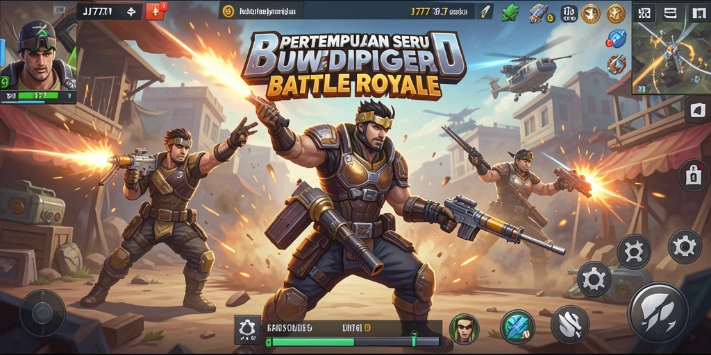 Screenshot utama JT777 menampilkan pertempuran intens di arena Battle Royale.