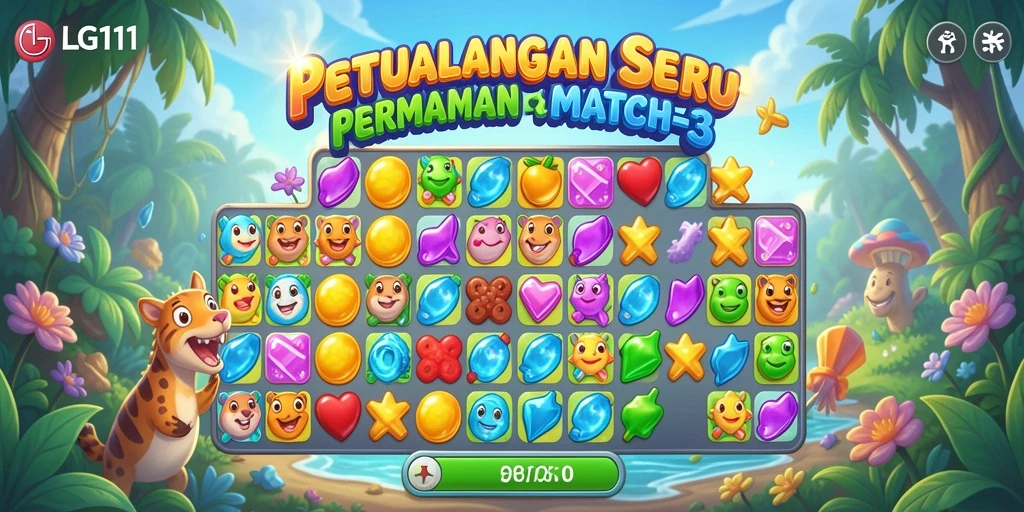 Tampilan gameplay LG111 yang mengasyikkan dalam pertandingan Match-3.