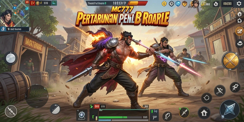 Screenshot gameplay MC777 yang menampilkan aksi Battle Royale yang seru.