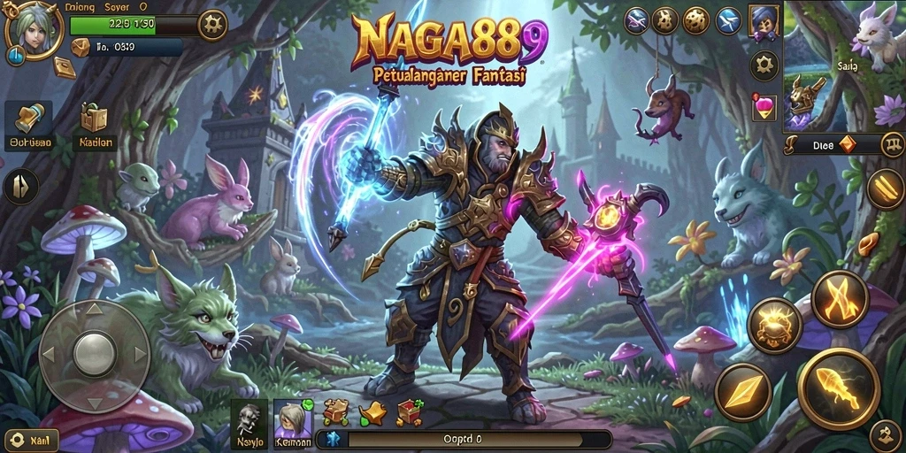 Screenshot gameplay <strong>NAGA889</strong> menampilkan karakter beraksi dalam dunia petualangan yang fantastis.