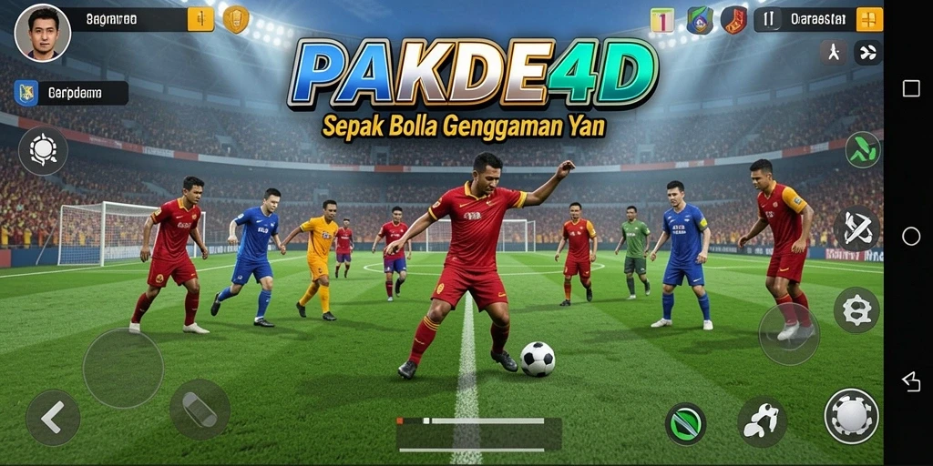 Tampilan gameplay PAKDE4D menunjukkan aksi seru sepak bola.