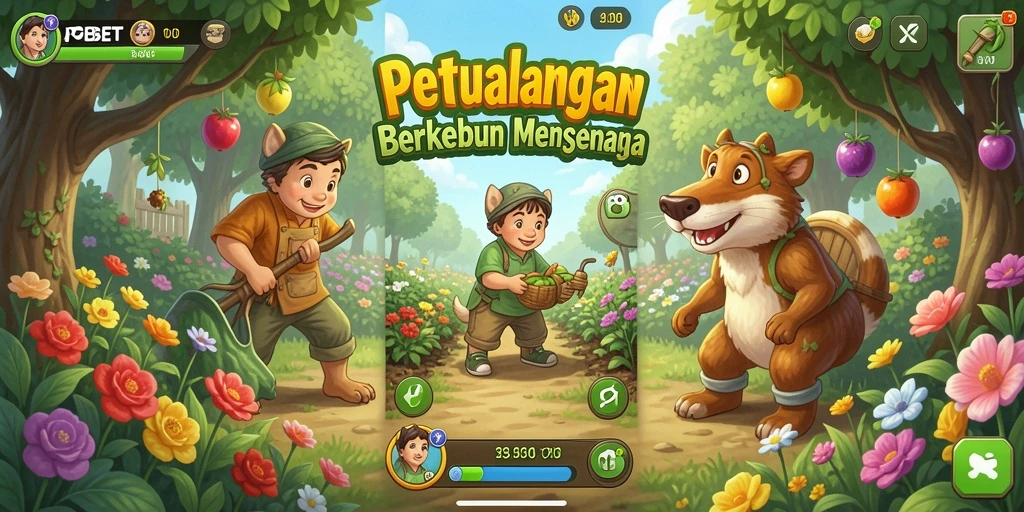 Gameplay seru PGBET dengan berbagai tanaman dan aktivitas berkebun.