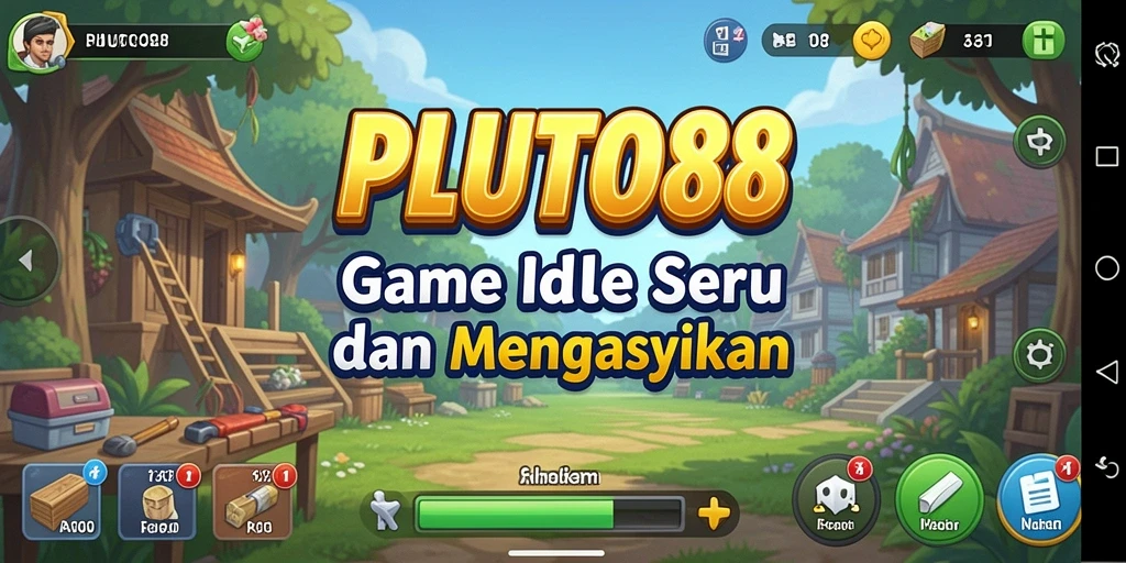 Tangkapan layar utama PLUTO88 menampilkan aksi gameplay Idle yang seru.