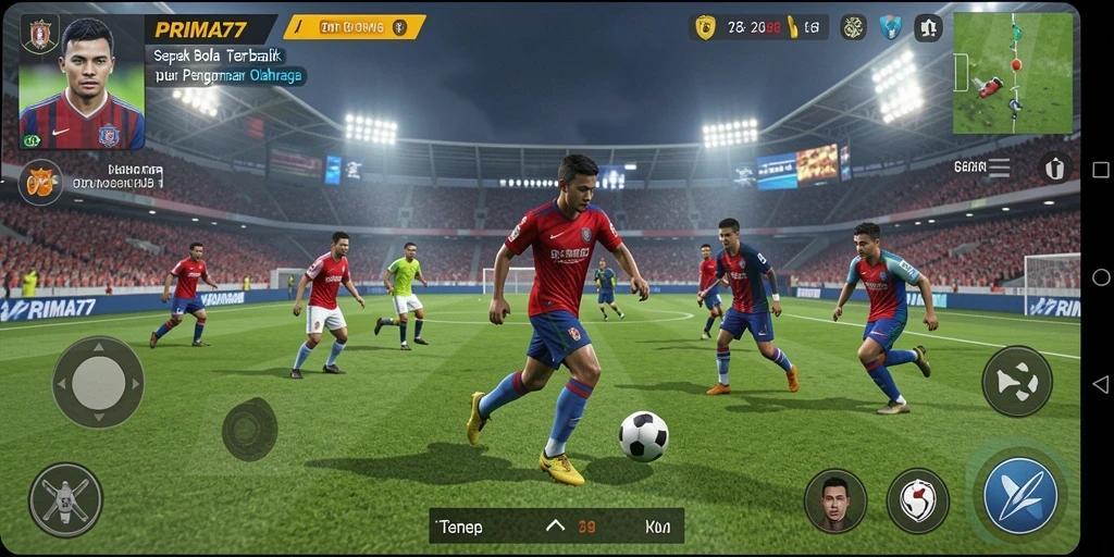 Screenshot gameplay PRIMA77 yang menunjukkan aksi sepak bola yang mendebarkan.