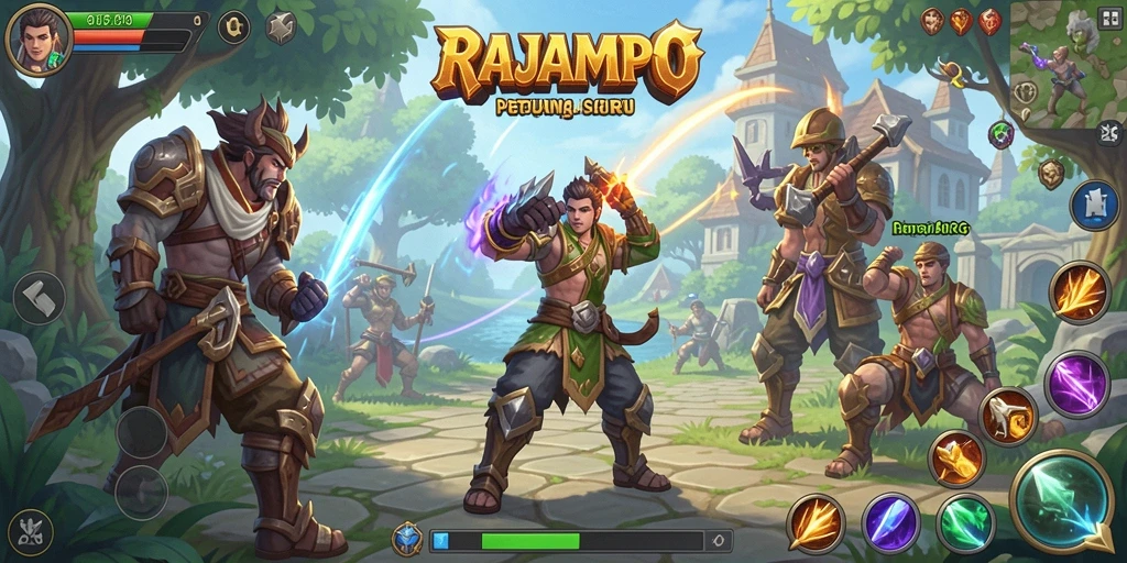 Tampilan menarik dari gameplay RAJAMPO yang seru dan mendebarkan.