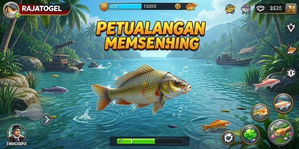 Tampilan gameplay <strong>RAJATOGEL</strong> yang menarik saat memancing ikan.