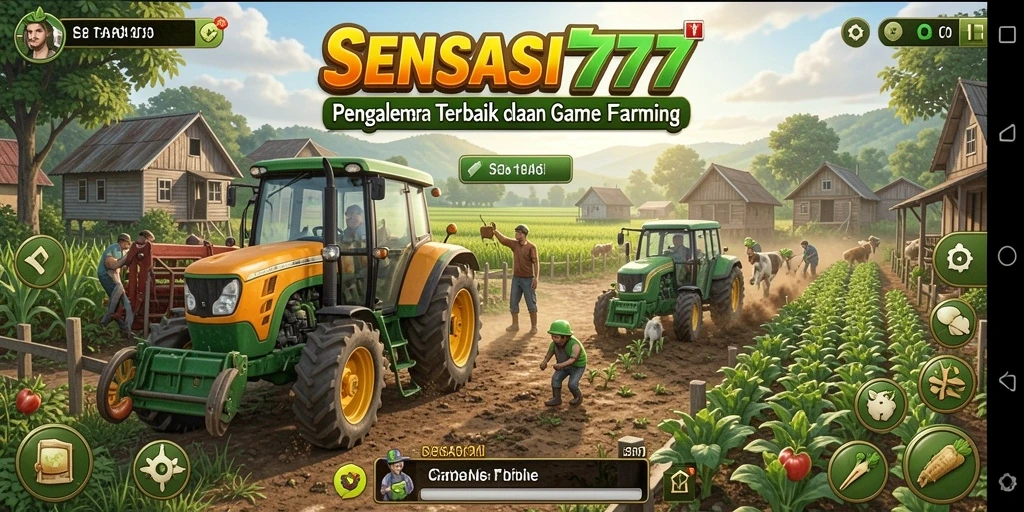 Screenshot utama SENSASI777 menampilkan kegiatan mengelola lahan pertanian yang seru.