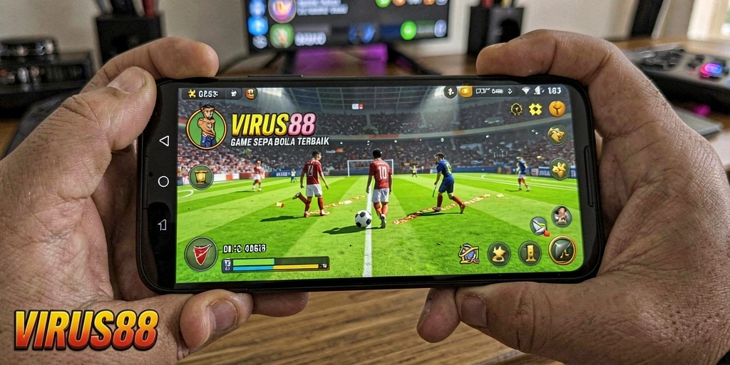 Tampilan menarik gameplay sepak bola di VIRUS88.