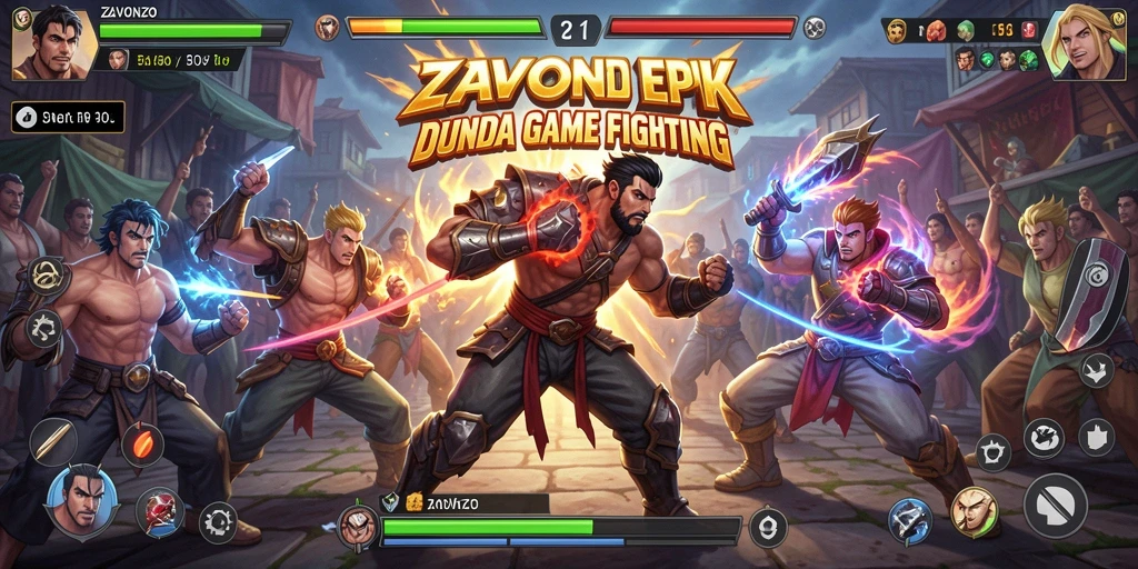 Gameplay ZAVONZO yang mendebarkan dan berbagai karakter bertarung.